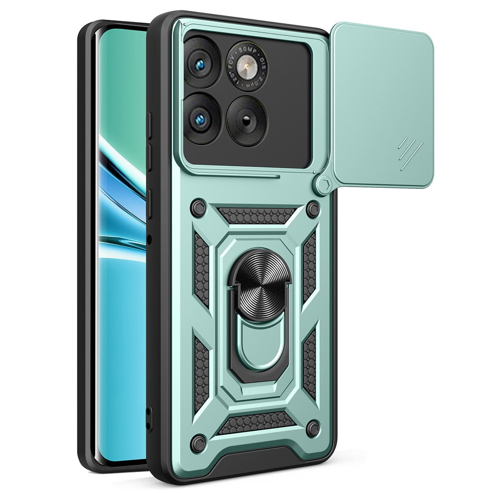 For Motorola Edge 70 5G Case with Slide Camera Lid PC + TPU Kickstand Phone Cover - Green
