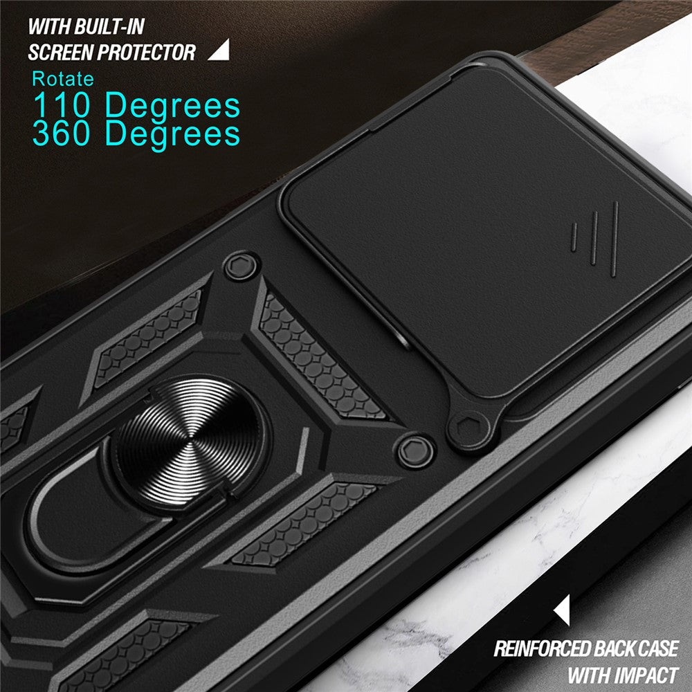 For Motorola Edge 70 5G Case with Slide Camera Lid PC + TPU Kickstand Phone Cover - Green