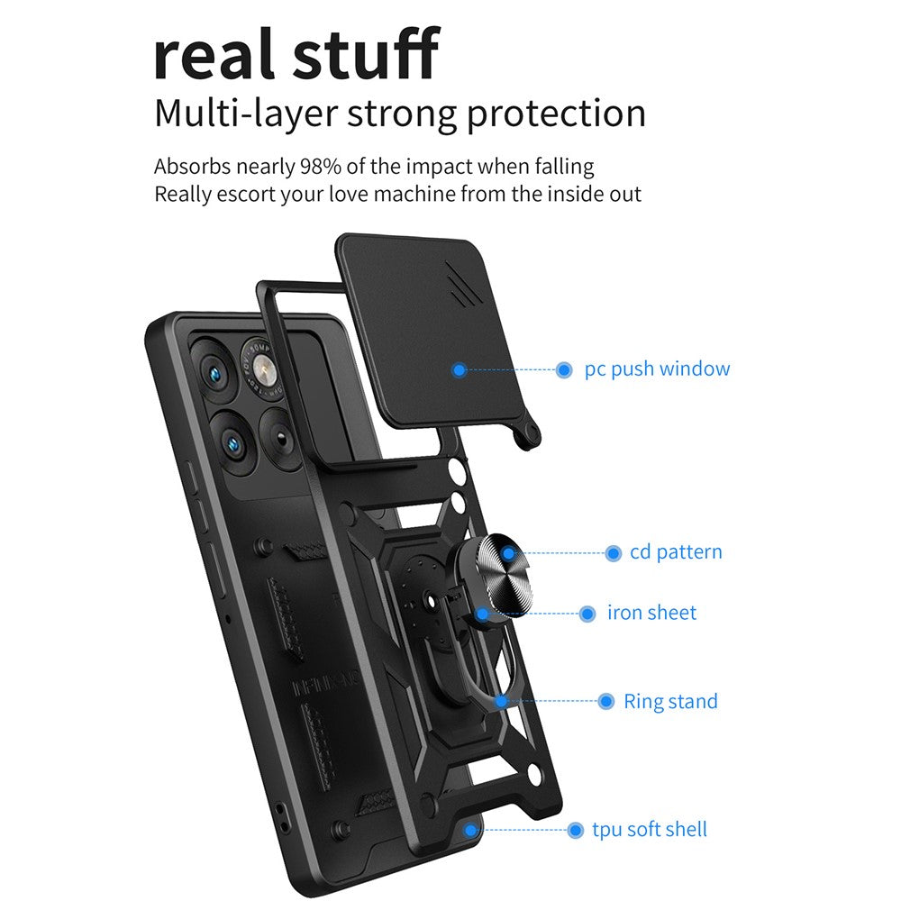 For Motorola Edge 70 5G Case with Slide Camera Lid PC + TPU Kickstand Phone Cover - Green