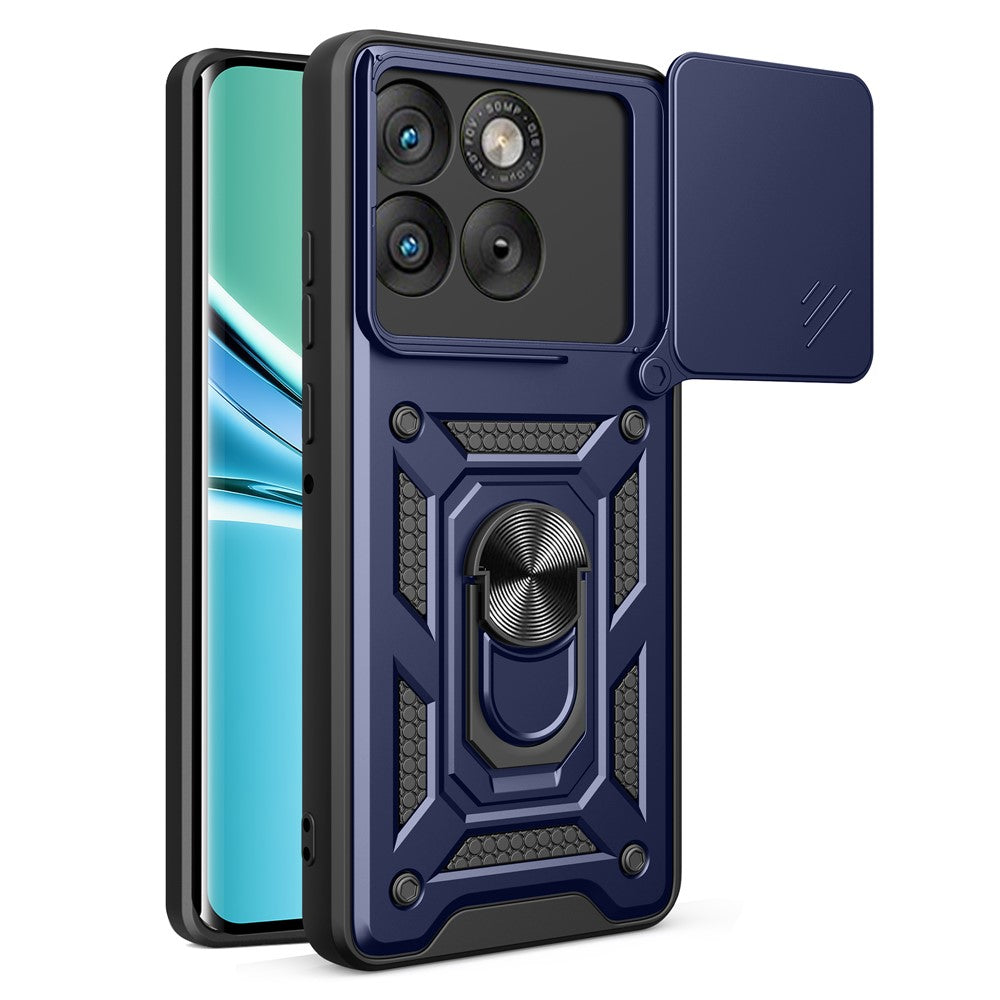AMORUS For Motorola Edge 70 5G Case Kickstand PC + TPU Phone Cover with Camera Lens Slider - Blue