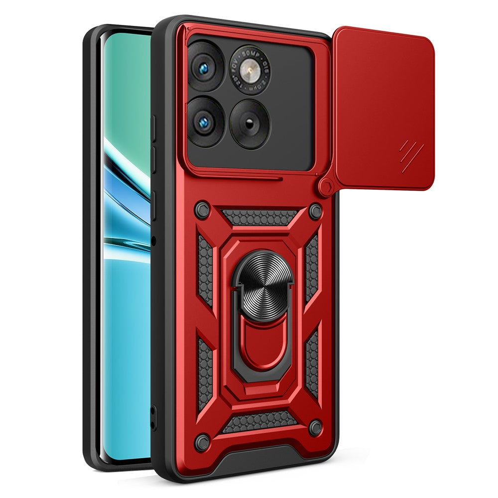AMORUS For Motorola Edge 70 5G Case Kickstand PC + TPU Phone Cover with Camera Lens Slider - Red
