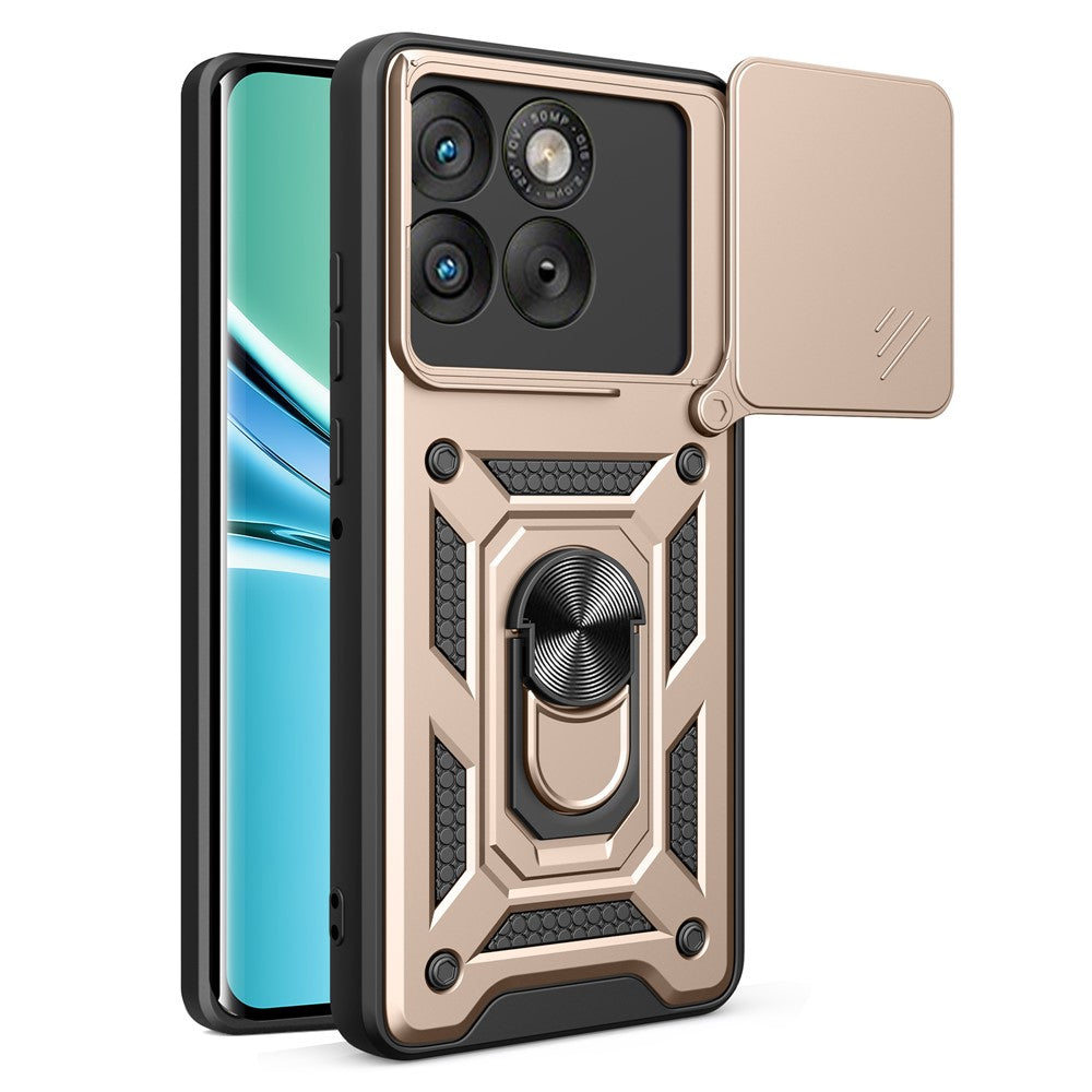 AMORUS For Motorola Edge 70 5G Case Kickstand PC + TPU Phone Cover with Camera Lens Slider - Gold