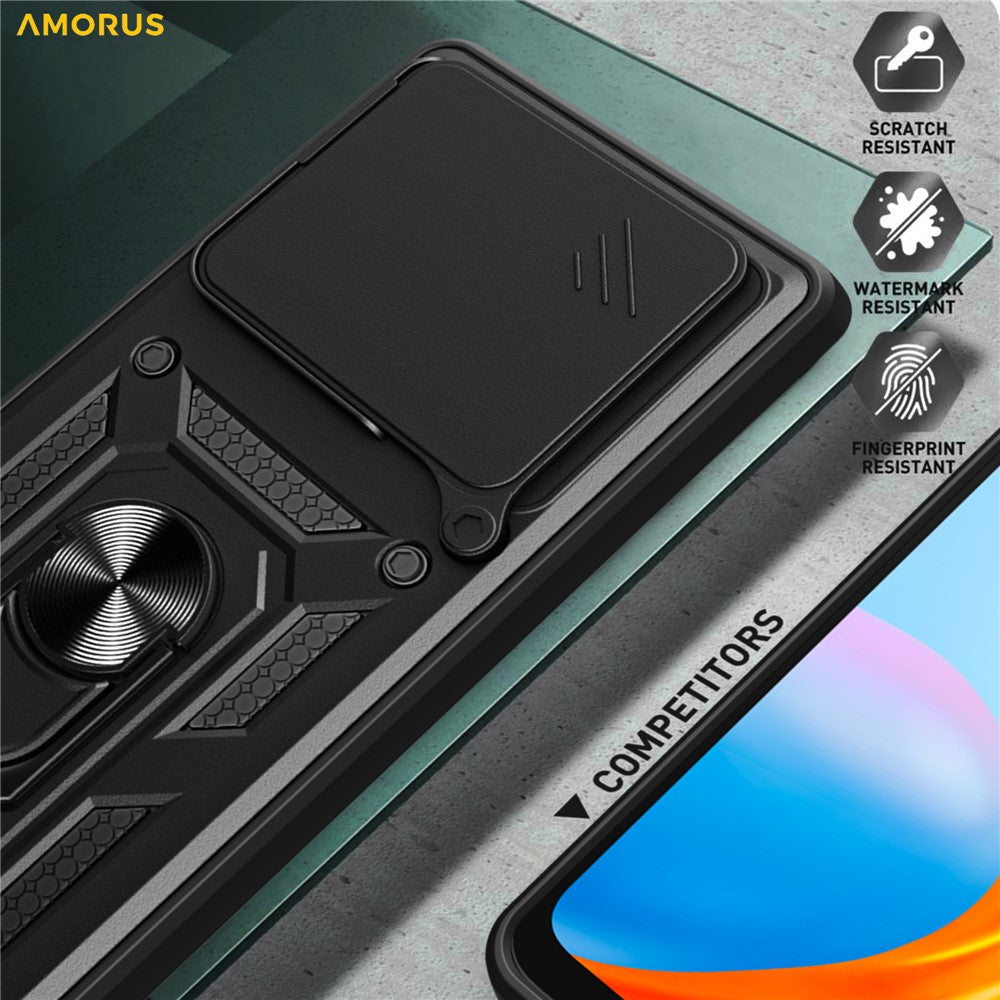 AMORUS For Motorola Edge 70 5G Case Kickstand PC + TPU Phone Cover with Camera Lens Slider - Rose Gold