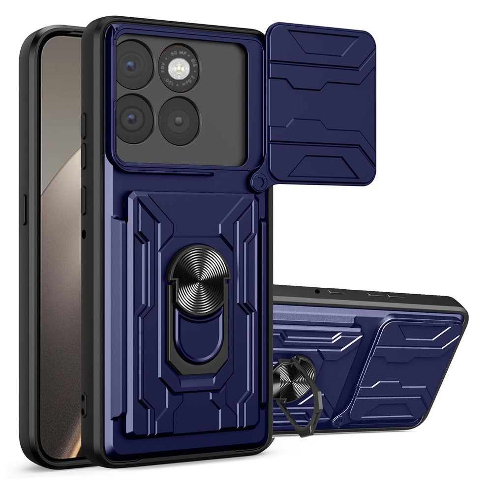 For Motorola Edge 70 5G Case PC + TPU Kickstand Phone Back Cover with Camera Slider - Sapphire