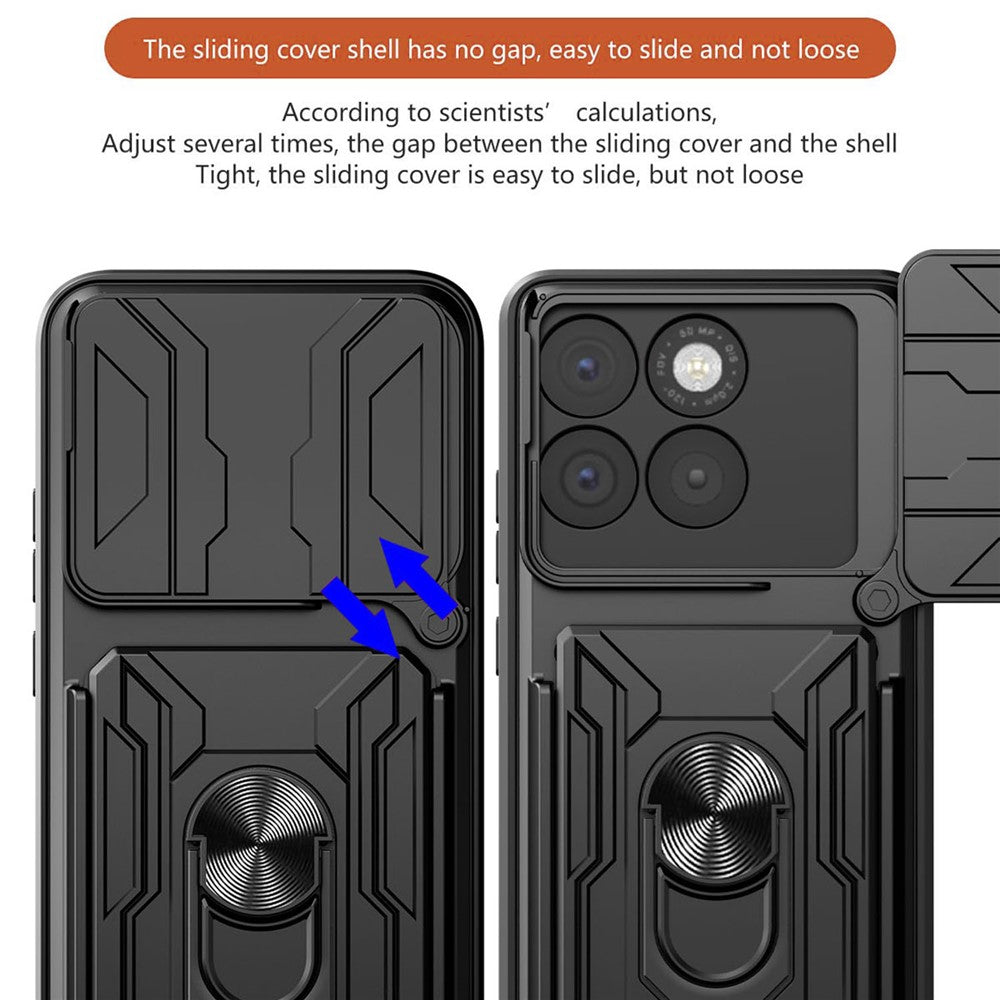 For Motorola Edge 70 5G Case PC + TPU Kickstand Phone Back Cover with Camera Slider - Sapphire