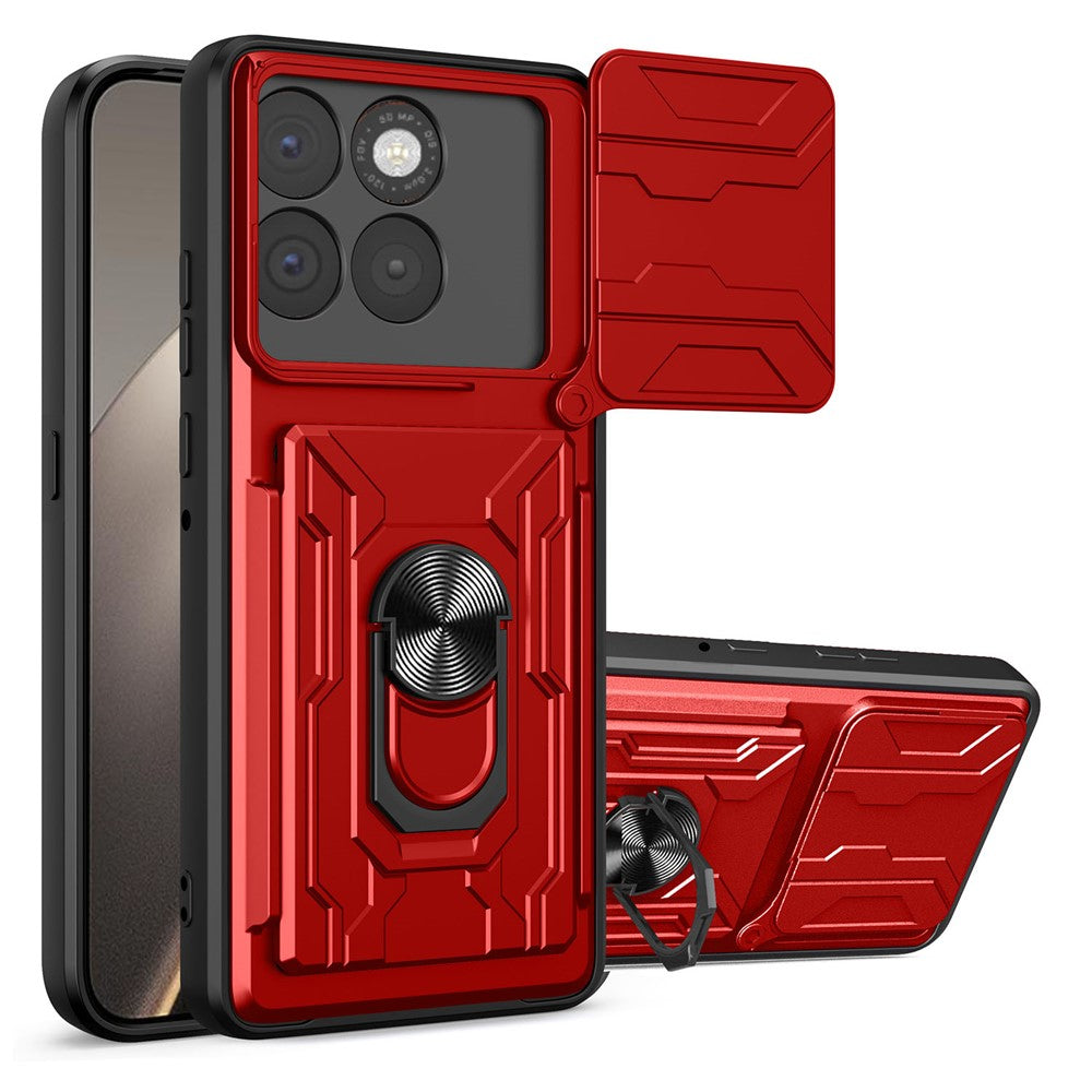 For Motorola Edge 70 5G Case PC + TPU Kickstand Phone Back Cover with Camera Slider - Red