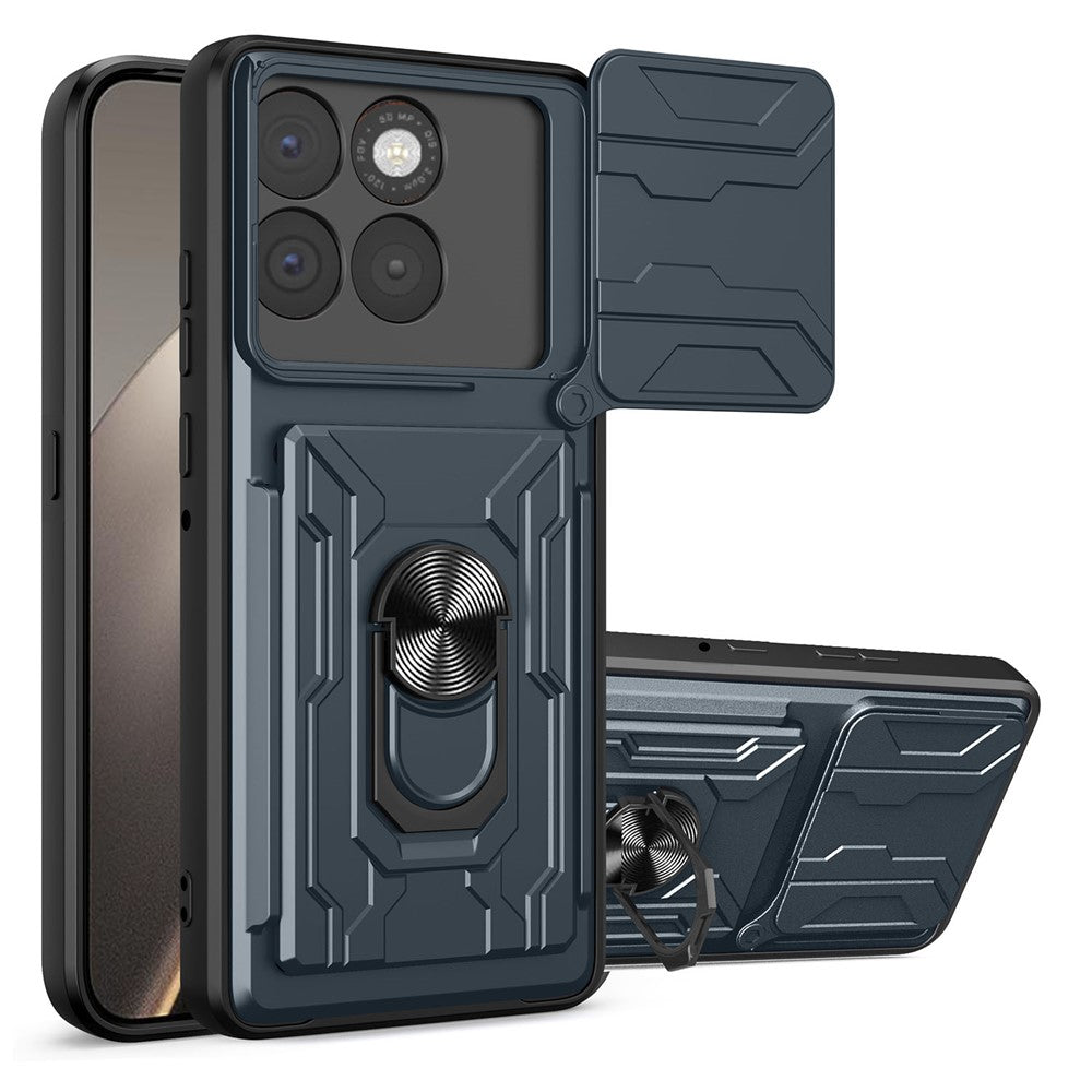 For Motorola Edge 70 5G Case PC + TPU Kickstand Phone Back Cover with Camera Slider - Titanium Grey