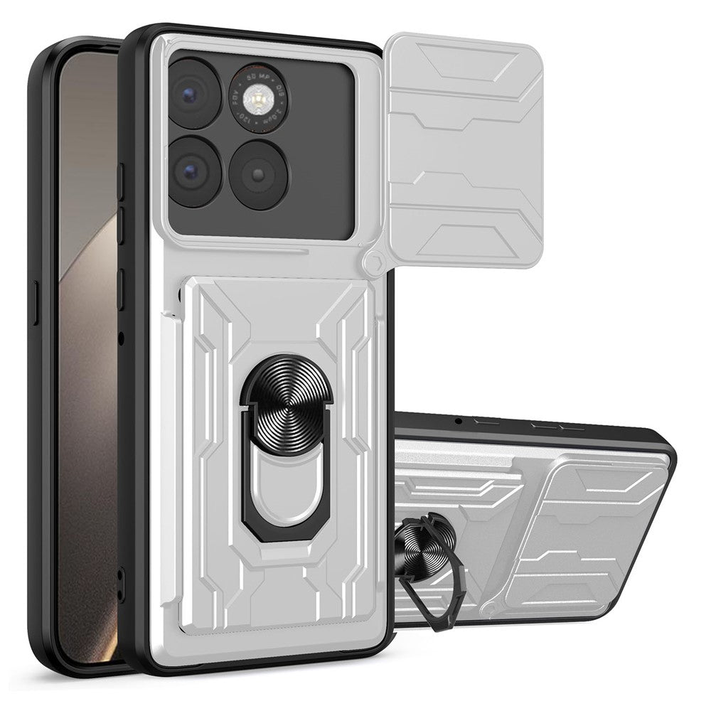 For Motorola Edge 70 5G Case PC + TPU Kickstand Phone Back Cover with Camera Slider - White