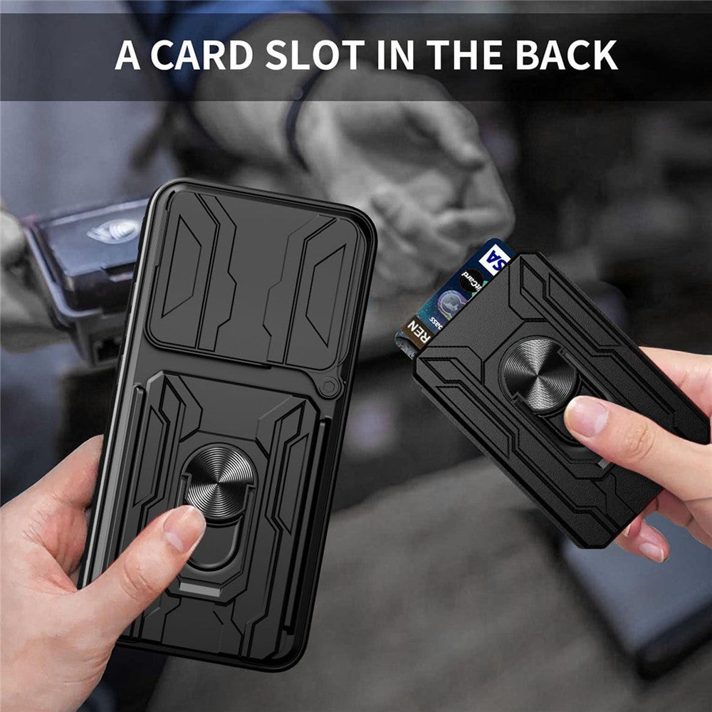 For Motorola Edge 70 5G Case PC + TPU Kickstand Phone Back Cover with Camera Slider - White