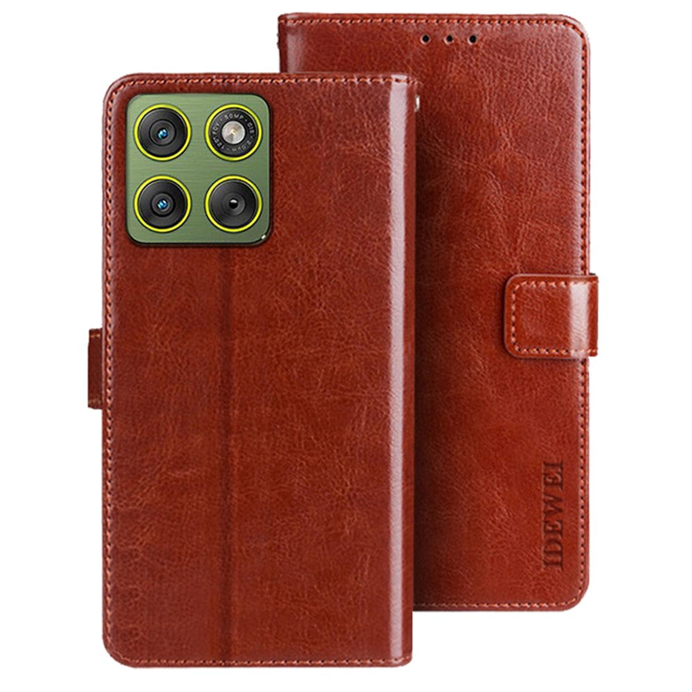 IDEWEI For Motorola Edge 70 5G Stand Case Crazy Horse Texture Leather Phone Cover - Brown