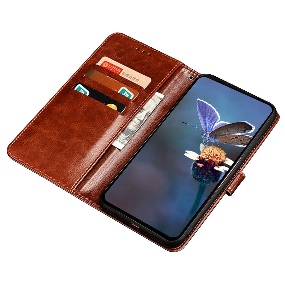 IDEWEI For Motorola Edge 70 5G Stand Case Crazy Horse Texture Leather Phone Cover - Brown