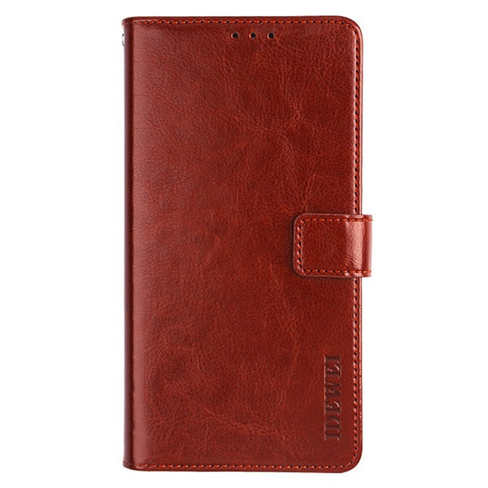 IDEWEI For Motorola Edge 70 5G Stand Case Crazy Horse Texture Leather Phone Cover - Brown