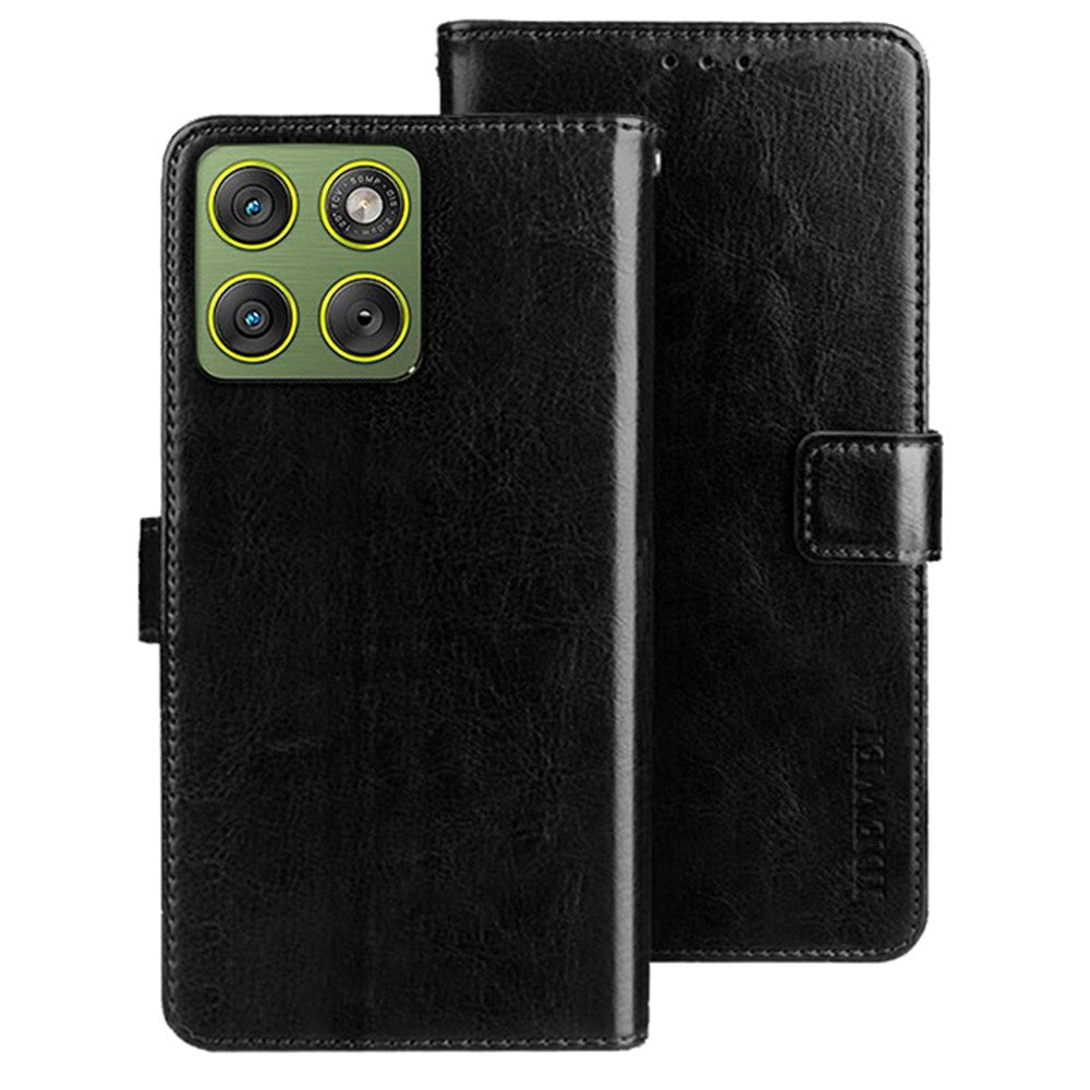 IDEWEI For Motorola Edge 70 5G Stand Case Crazy Horse Texture Leather Phone Cover - Black