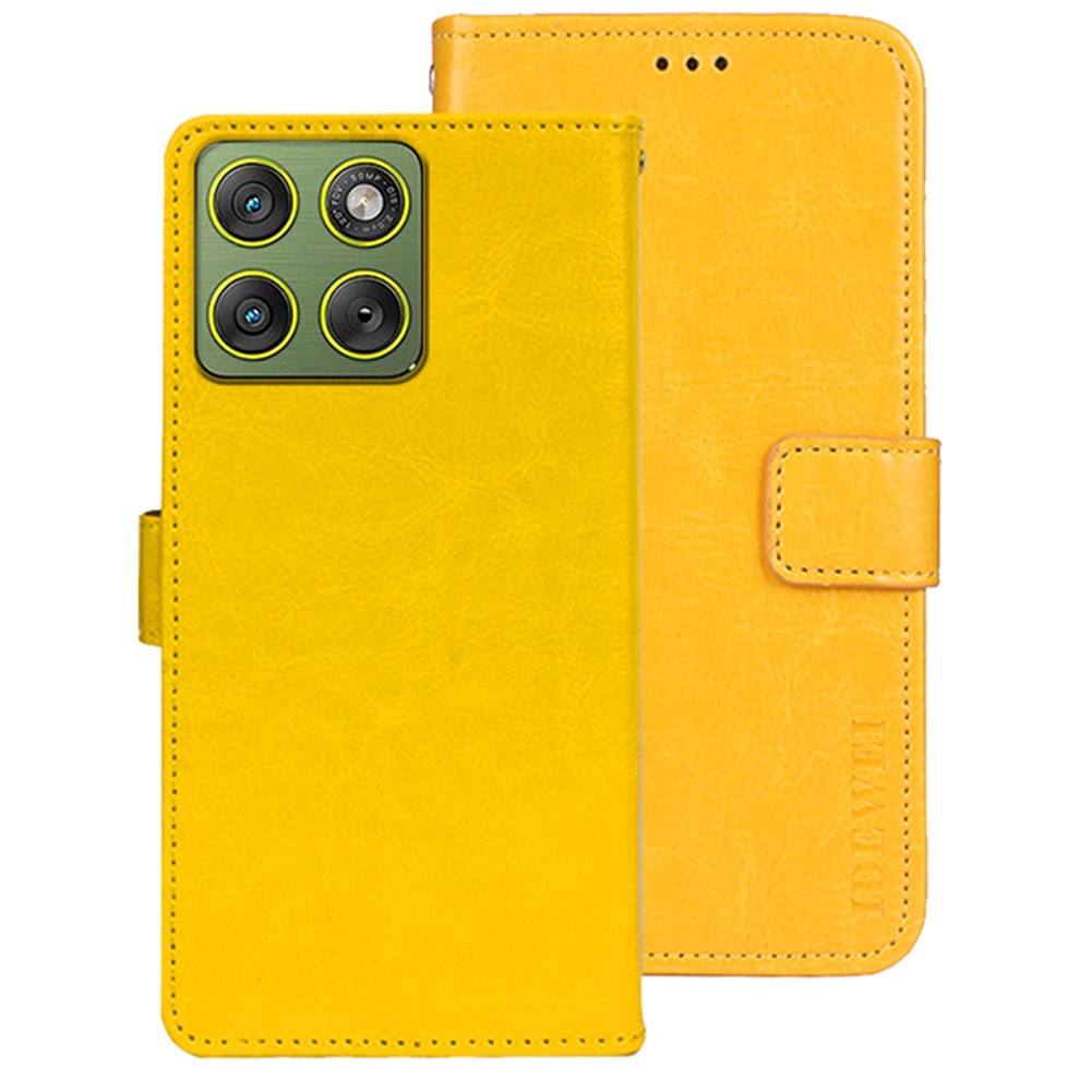 IDEWEI For Motorola Edge 70 5G Stand Case Crazy Horse Texture Leather Phone Cover - Yellow