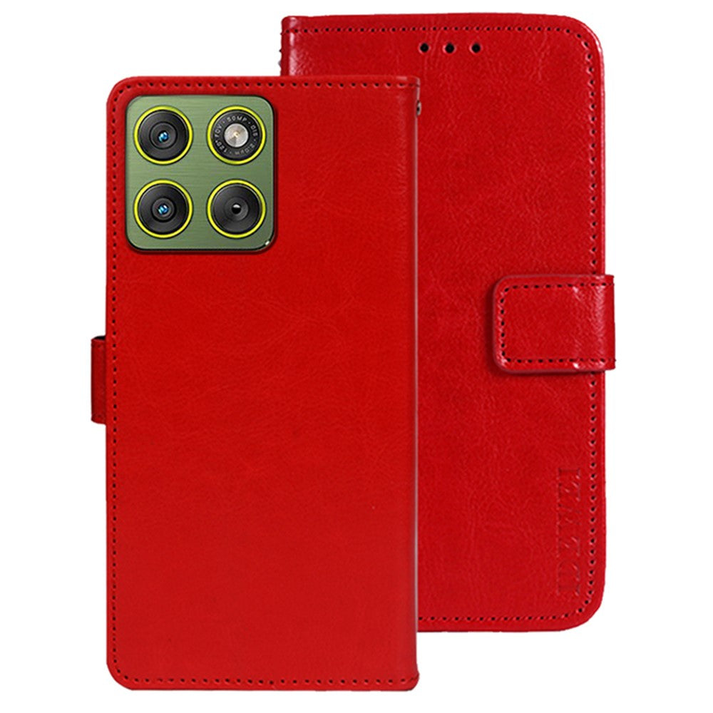 IDEWEI For Motorola Edge 70 5G Stand Case Crazy Horse Texture Leather Phone Cover - Red