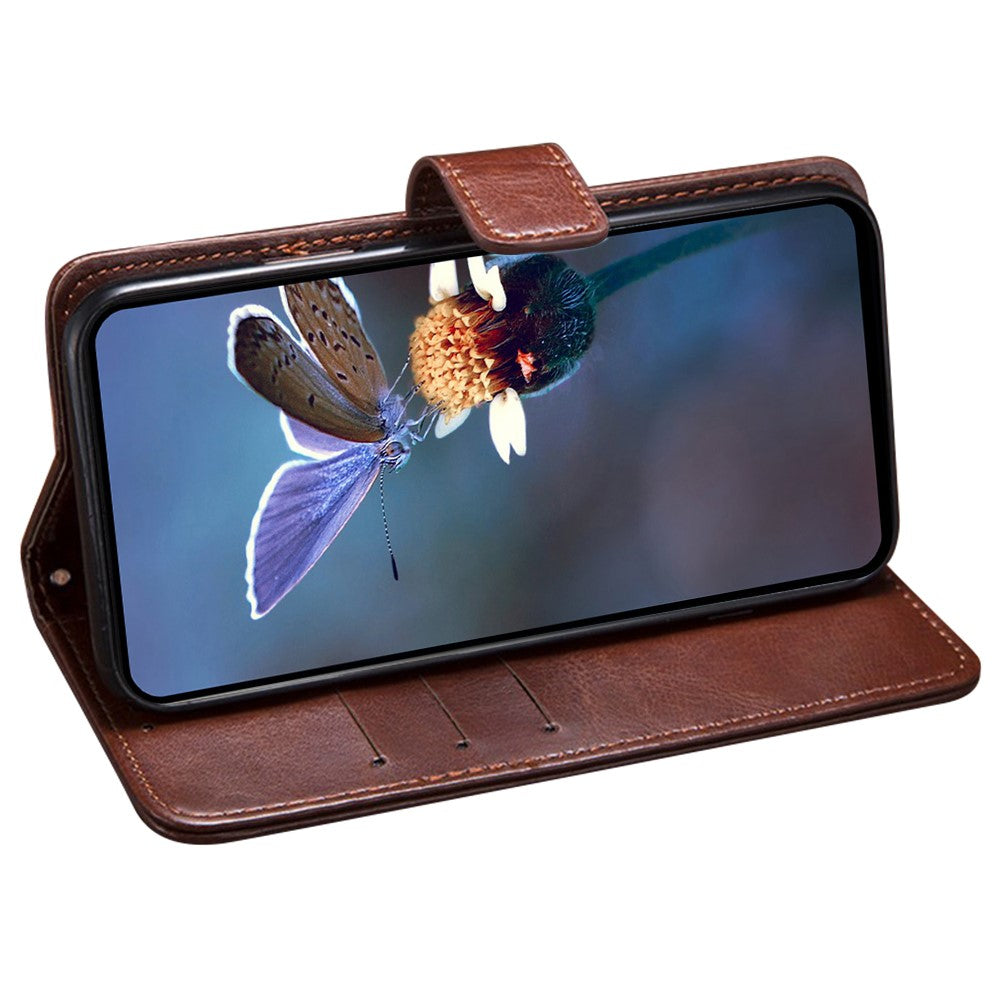 IDEWEI For Motorola Edge 70 5G Stand Case Crazy Horse Texture Leather Phone Cover - Red