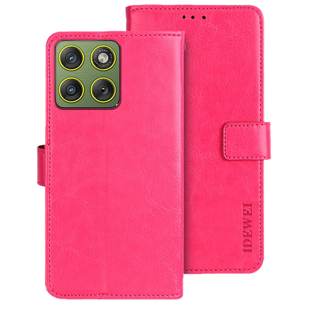 IDEWEI For Motorola Edge 70 5G Stand Case Crazy Horse Texture Leather Phone Cover - Rose