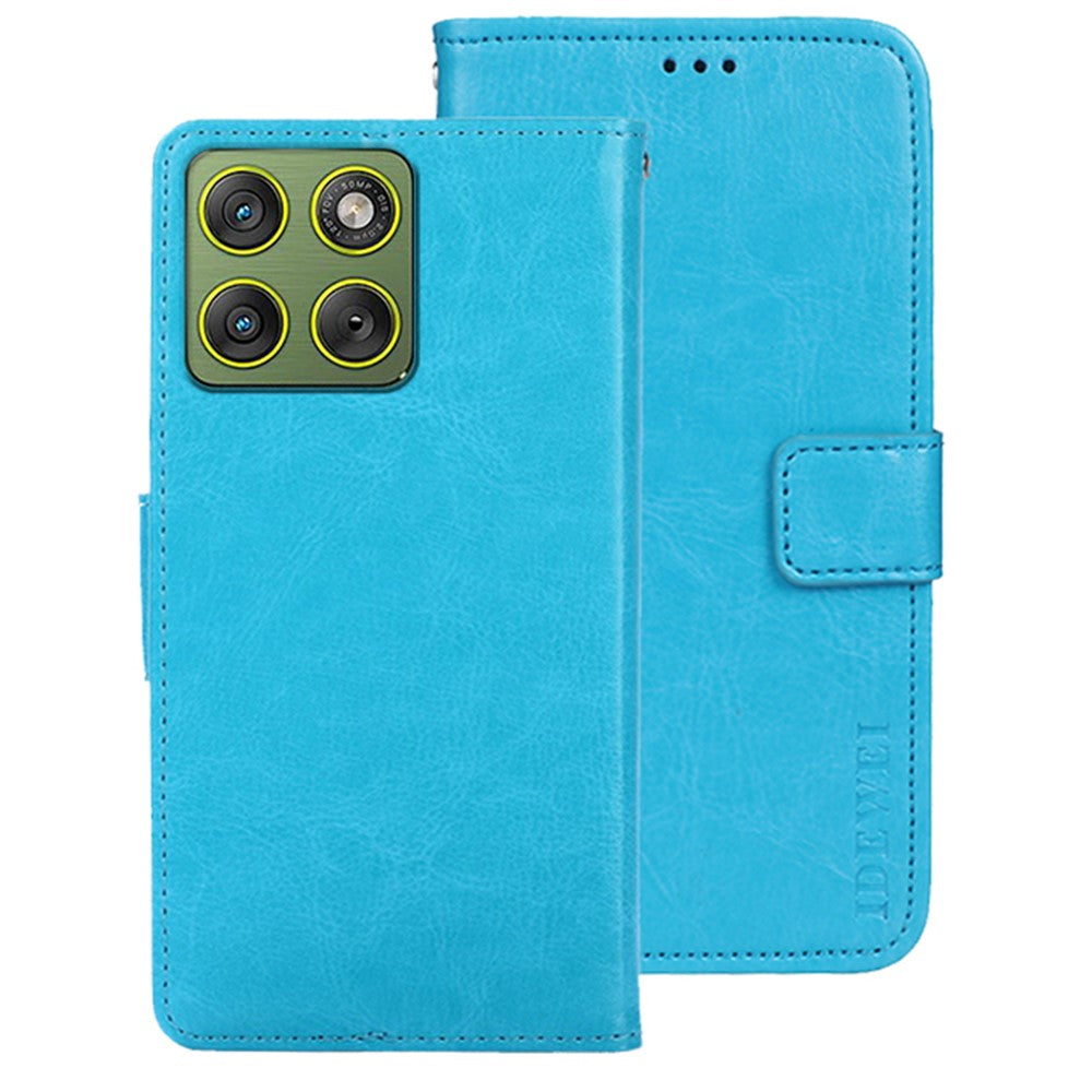 IDEWEI For Motorola Edge 70 5G Stand Case Crazy Horse Texture Leather Phone Cover - Sky Blue