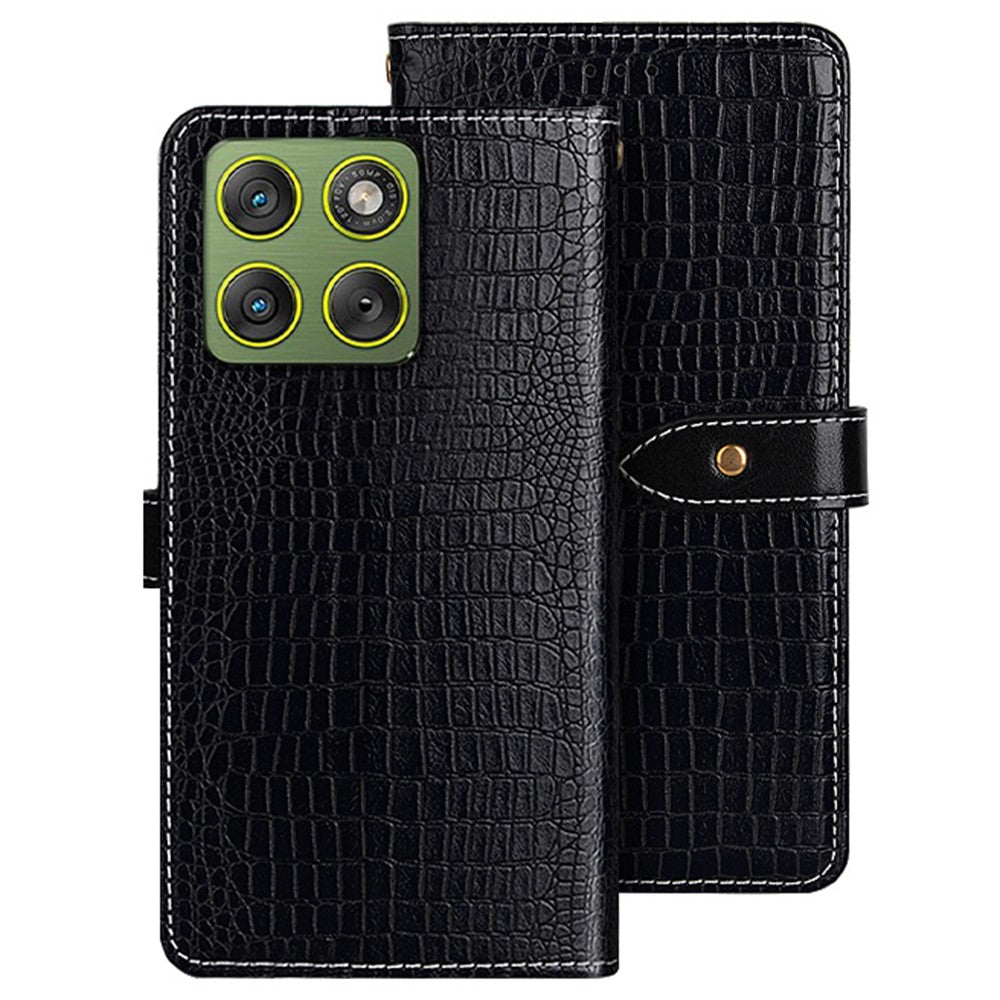 IDEWEI For Motorola Edge 70 5G Case Crocodile Texture PU Leather Flip Phone Cover - Black