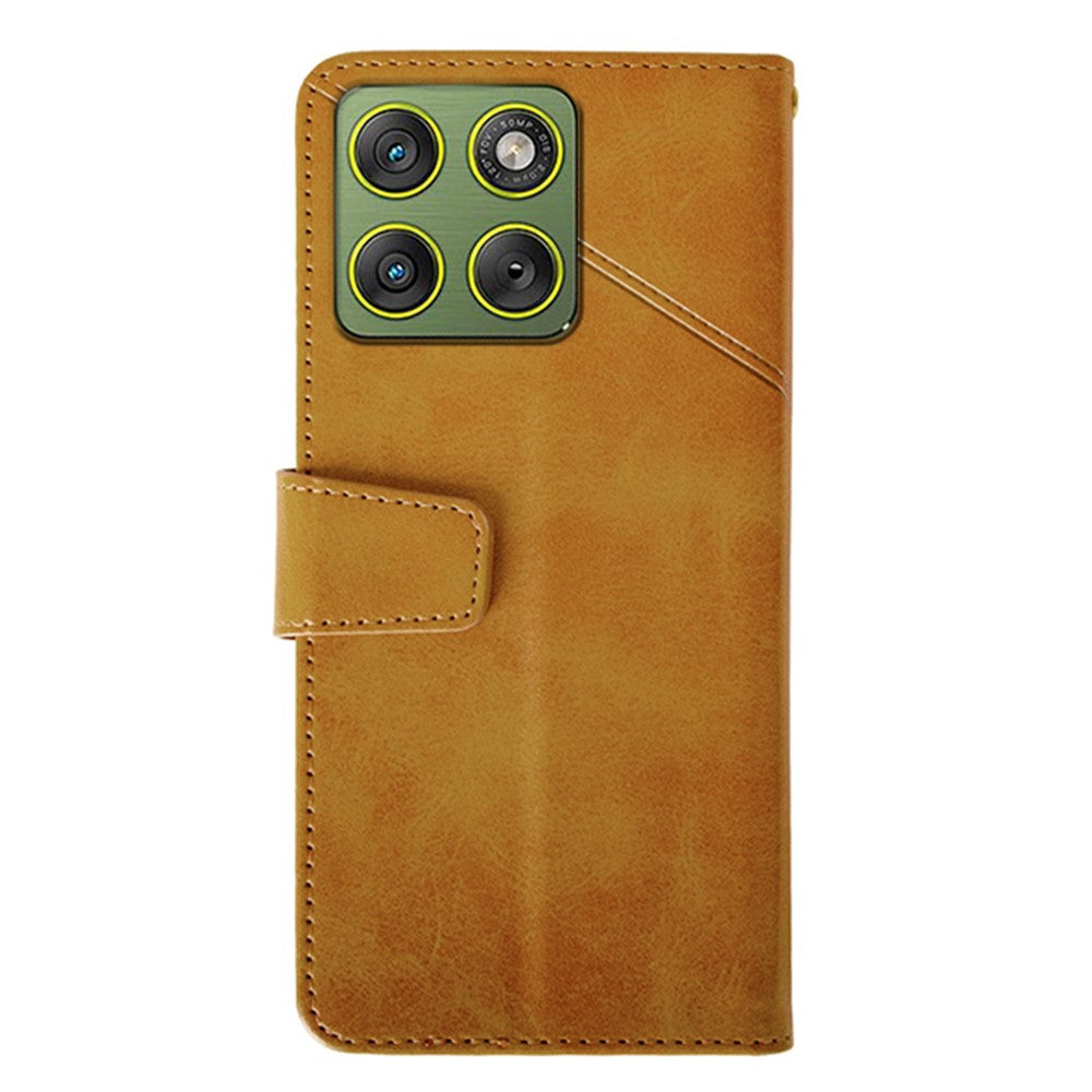 IDEWEI For Motorola Edge 70 5G Case Leather Wallet Phone Cover Stand Calf Texture - Brown