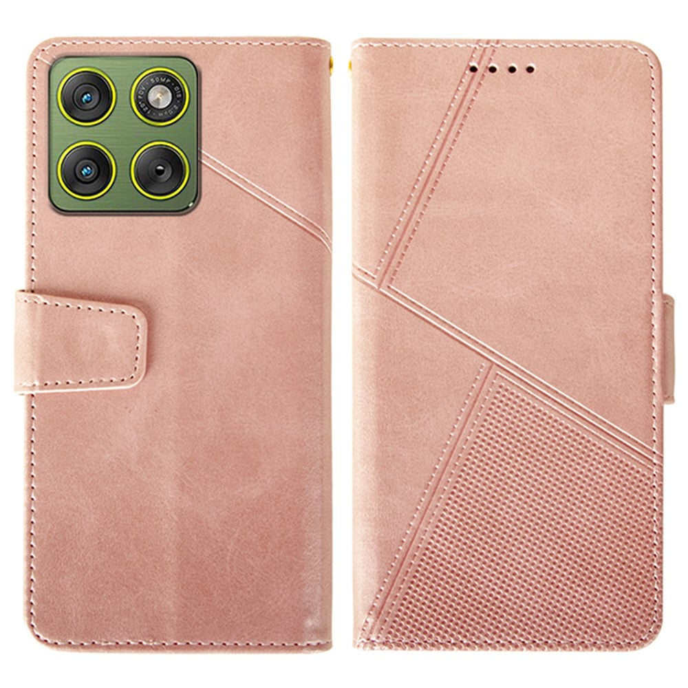 IDEWEI For Motorola Edge 70 5G Case Leather Wallet Phone Cover Stand Calf Texture - Pink
