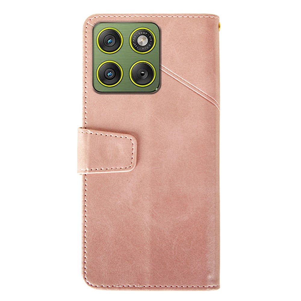 IDEWEI For Motorola Edge 70 5G Case Leather Wallet Phone Cover Stand Calf Texture - Pink