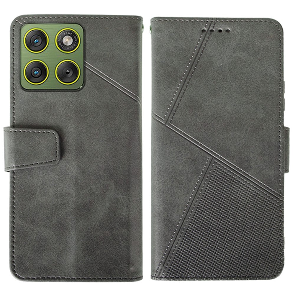 IDEWEI For Motorola Edge 70 5G Case Leather Wallet Phone Cover Stand Calf Texture - Grey