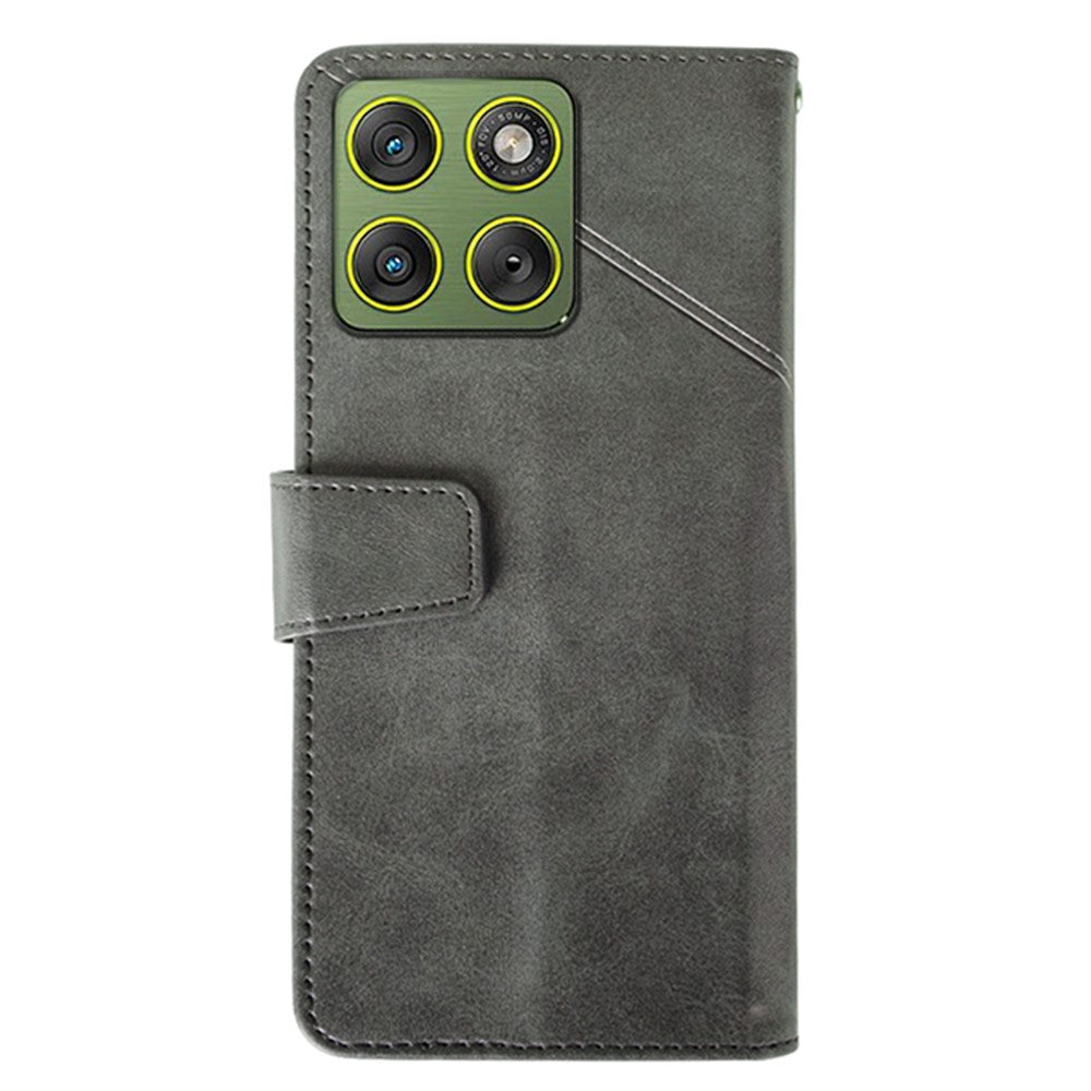 IDEWEI For Motorola Edge 70 5G Case Leather Wallet Phone Cover Stand Calf Texture - Grey