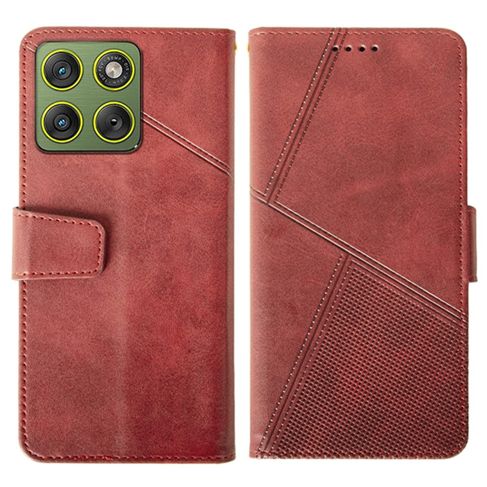 IDEWEI For Motorola Edge 70 5G Case Leather Wallet Phone Cover Stand Calf Texture - Red