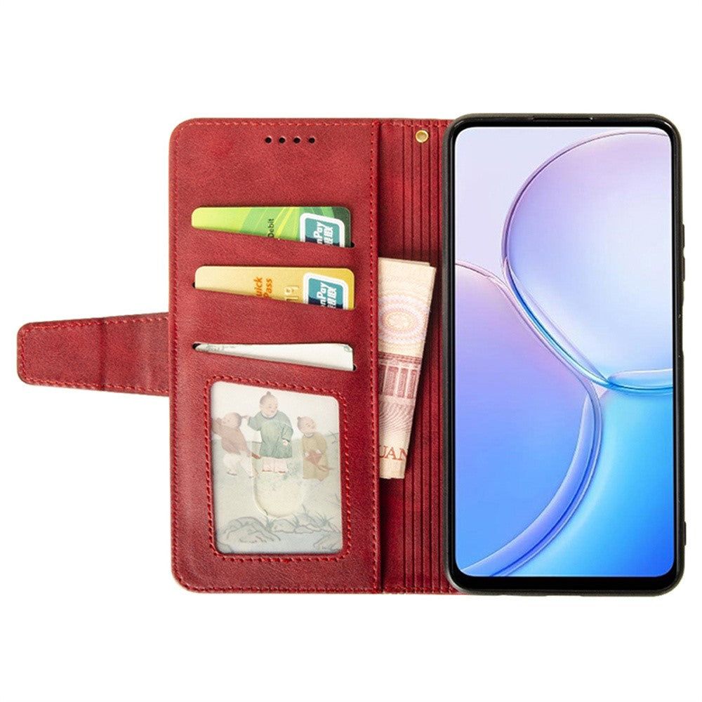 IDEWEI For Motorola Edge 70 5G Case Leather Wallet Phone Cover Stand Calf Texture - Red