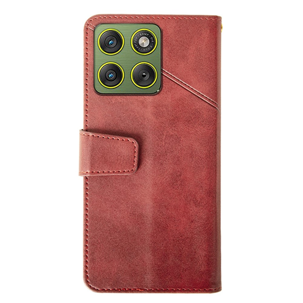 IDEWEI For Motorola Edge 70 5G Case Leather Wallet Phone Cover Stand Calf Texture - Red