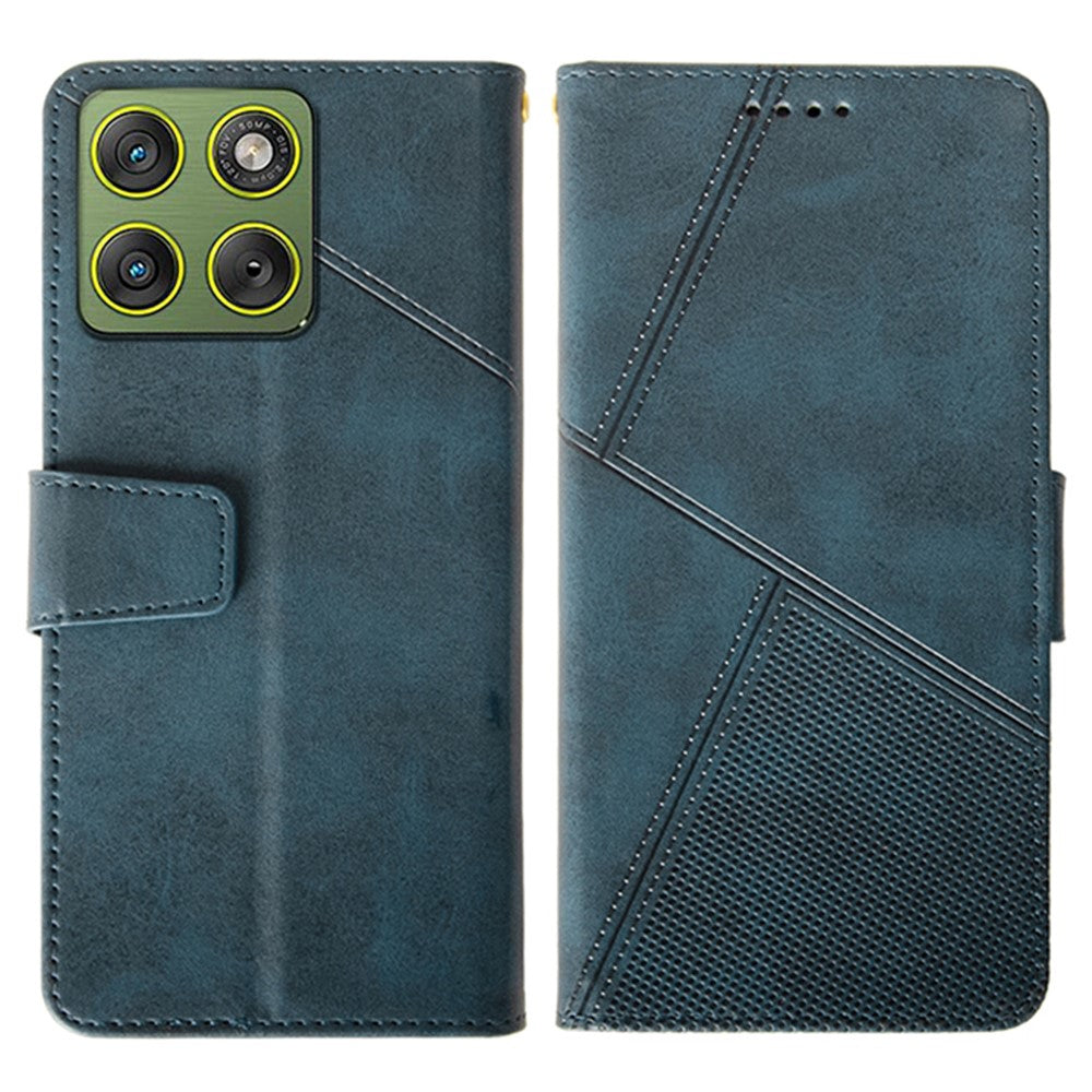 IDEWEI For Motorola Edge 70 5G Case Leather Wallet Phone Cover Stand Calf Texture - Blue