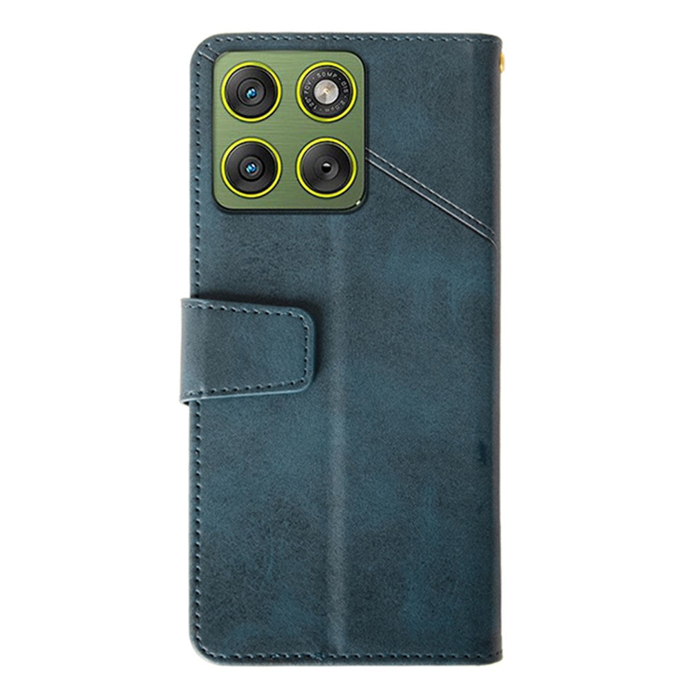 IDEWEI For Motorola Edge 70 5G Case Leather Wallet Phone Cover Stand Calf Texture - Blue