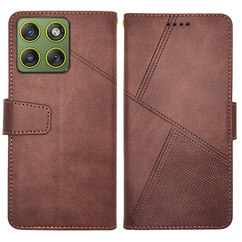 IDEWEI For Motorola Edge 70 5G Case Leather Wallet Phone Cover Stand Calf Texture - Coffee