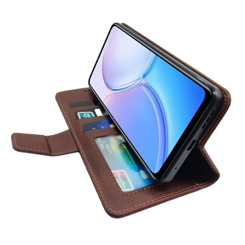 IDEWEI For Motorola Edge 70 5G Case Leather Wallet Phone Cover Stand Calf Texture - Coffee