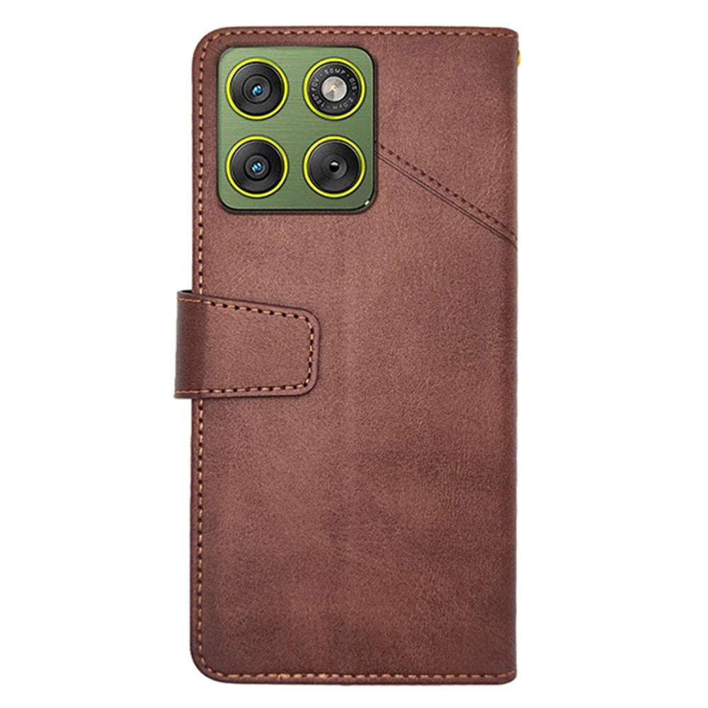 IDEWEI For Motorola Edge 70 5G Case Leather Wallet Phone Cover Stand Calf Texture - Coffee