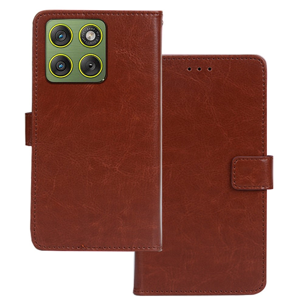 IDEWEI For Motorola Edge 70 5G Case Wallet Leather Phone Cover Crazy Horse Texture - Brown