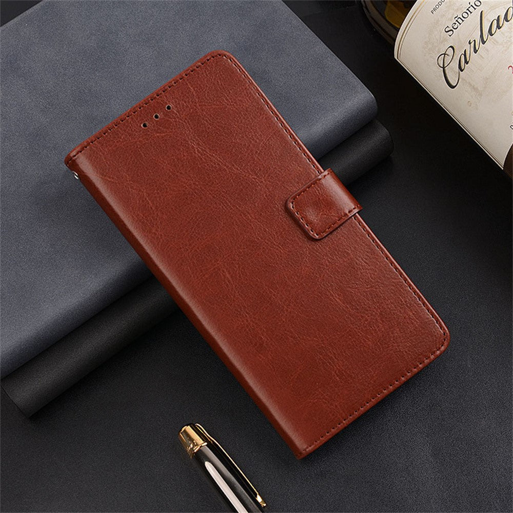 IDEWEI For Motorola Edge 70 5G Case Wallet Leather Phone Cover Crazy Horse Texture - Brown