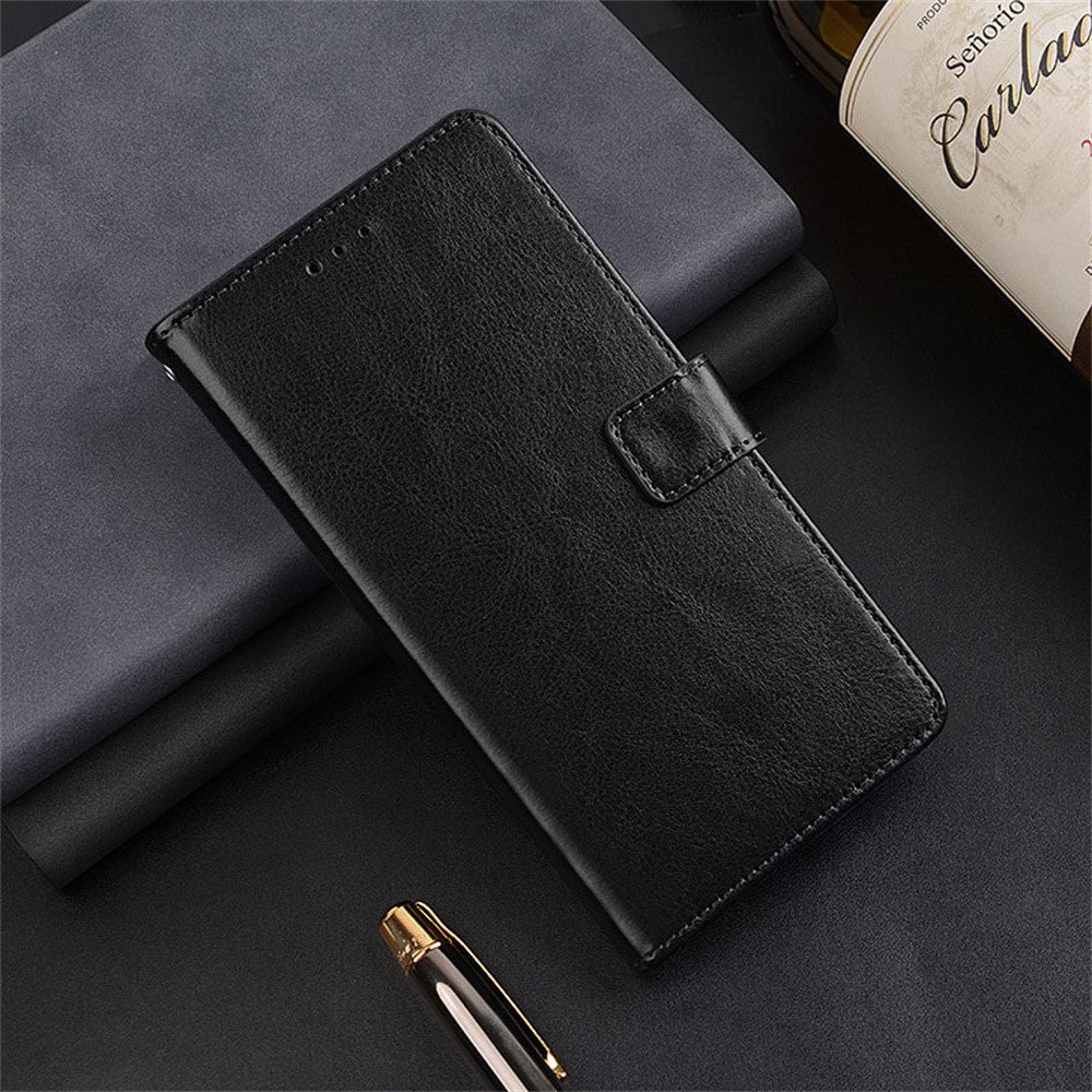 IDEWEI For Motorola Edge 70 5G Case Wallet Leather Phone Cover Crazy Horse Texture - Black