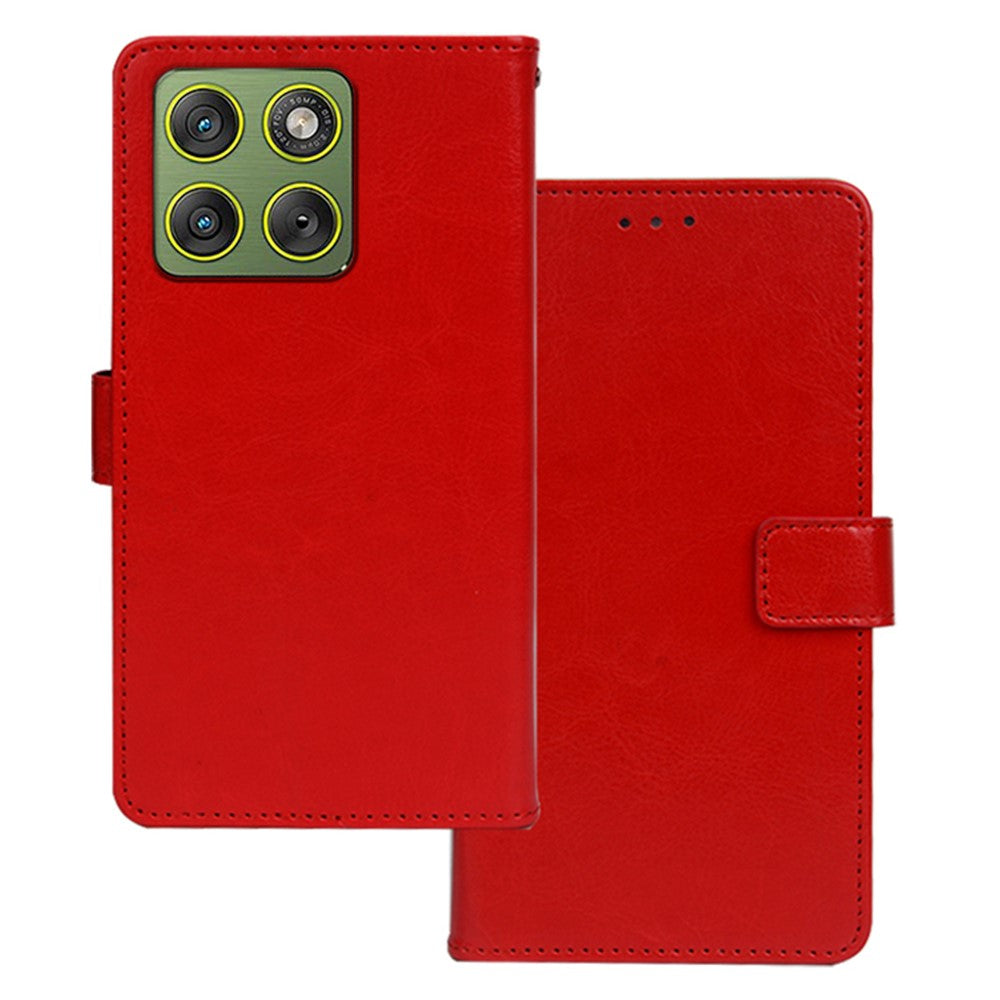 IDEWEI For Motorola Edge 70 5G Case Wallet Leather Phone Cover Crazy Horse Texture - Red