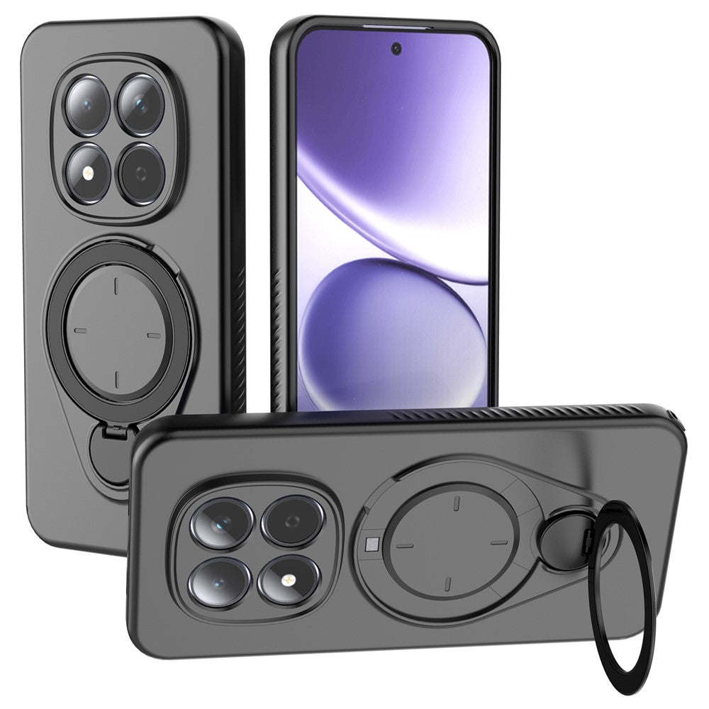 For Xiaomi Redmi Note 15 Pro 5G Kickstand Case Drop Proof TPU Phone Cover Support Magnetic Car Mount - Black