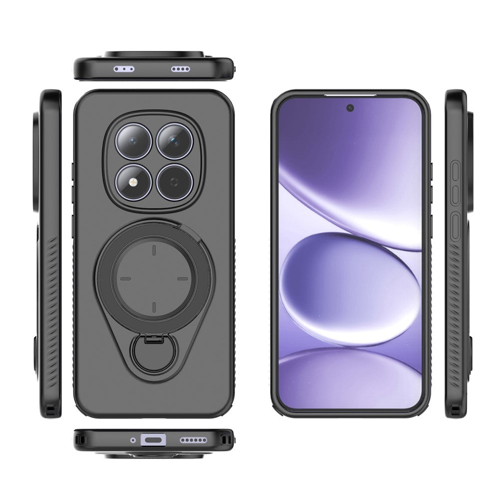 For Xiaomi Redmi Note 15 Pro 5G Kickstand Case Drop Proof TPU Phone Cover Support Magnetic Car Mount - Black