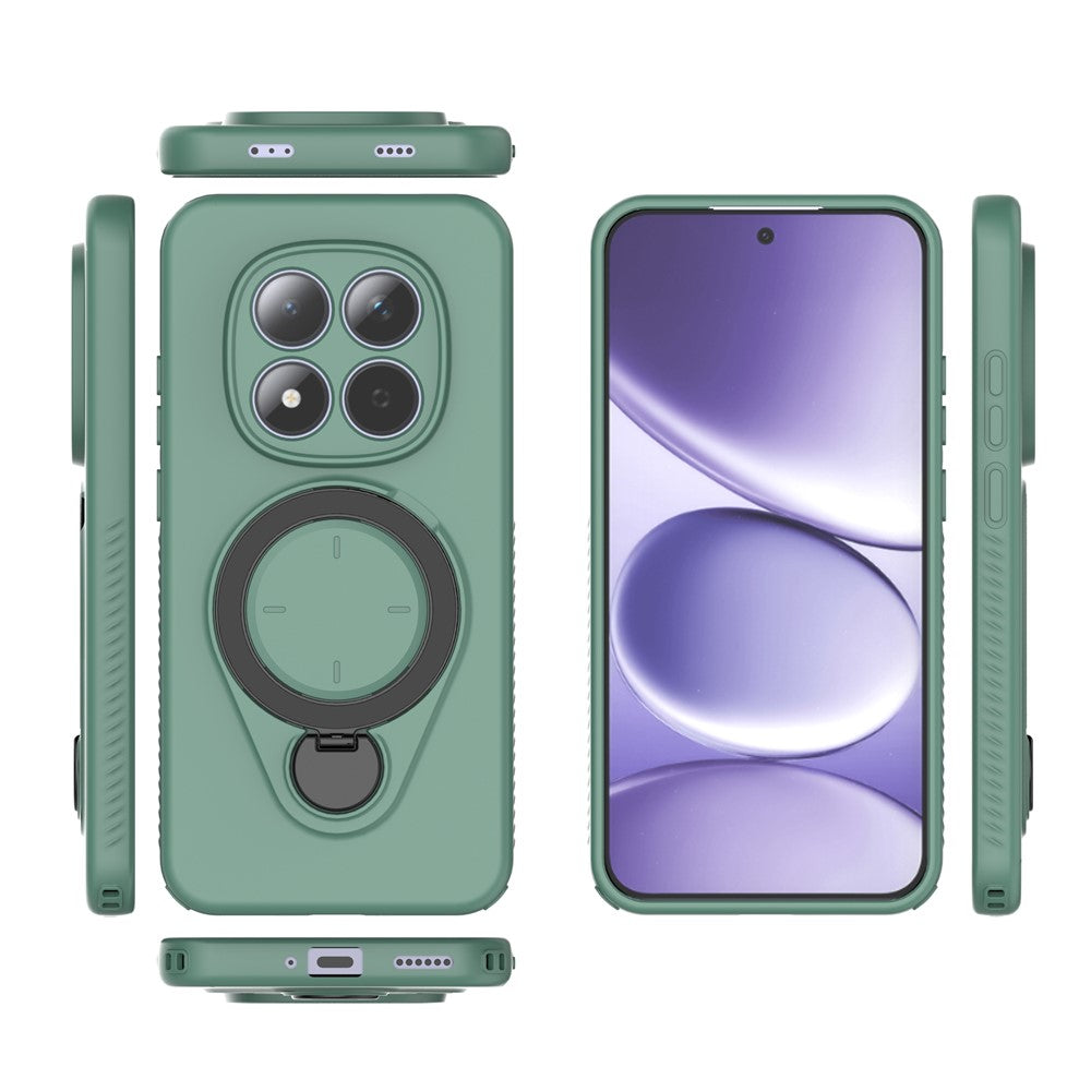 For Xiaomi Redmi Note 15 Pro 5G Kickstand Case Drop Proof TPU Phone Cover Support Magnetic Car Mount - Green