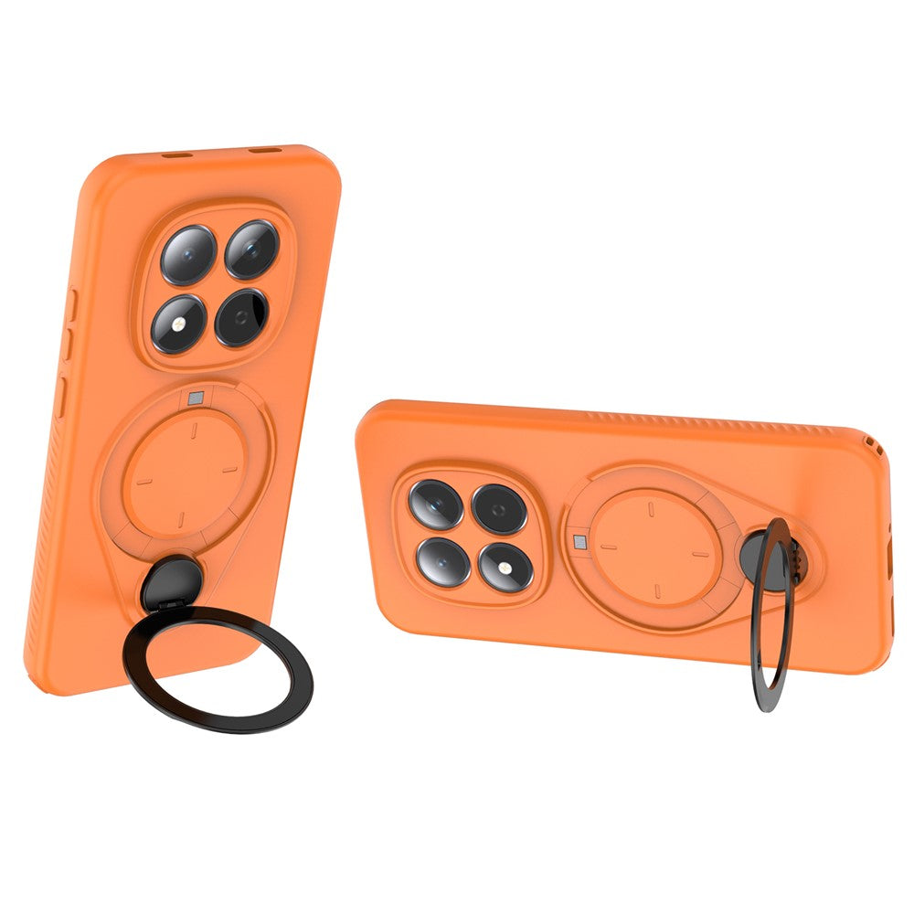 For Xiaomi Redmi Note 15 Pro 5G Kickstand Case Drop Proof TPU Phone Cover Support Magnetic Car Mount - Orange