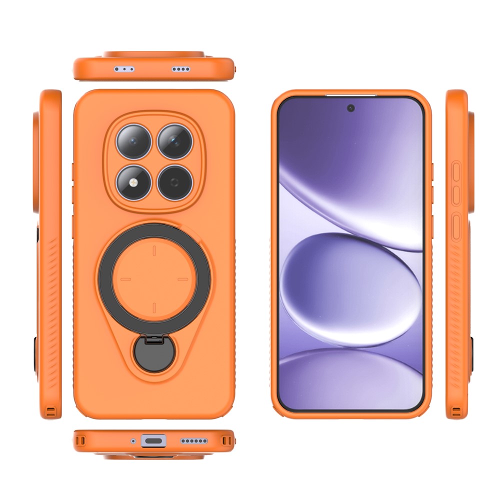 For Xiaomi Redmi Note 15 Pro 5G Kickstand Case Drop Proof TPU Phone Cover Support Magnetic Car Mount - Orange