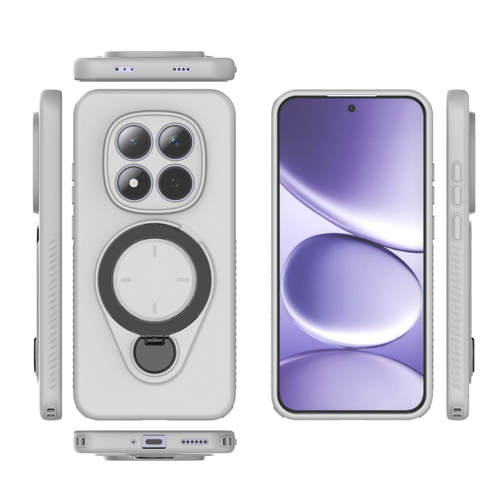 For Xiaomi Redmi Note 15 Pro 5G Kickstand Case Drop Proof TPU Phone Cover Support Magnetic Car Mount - Grey