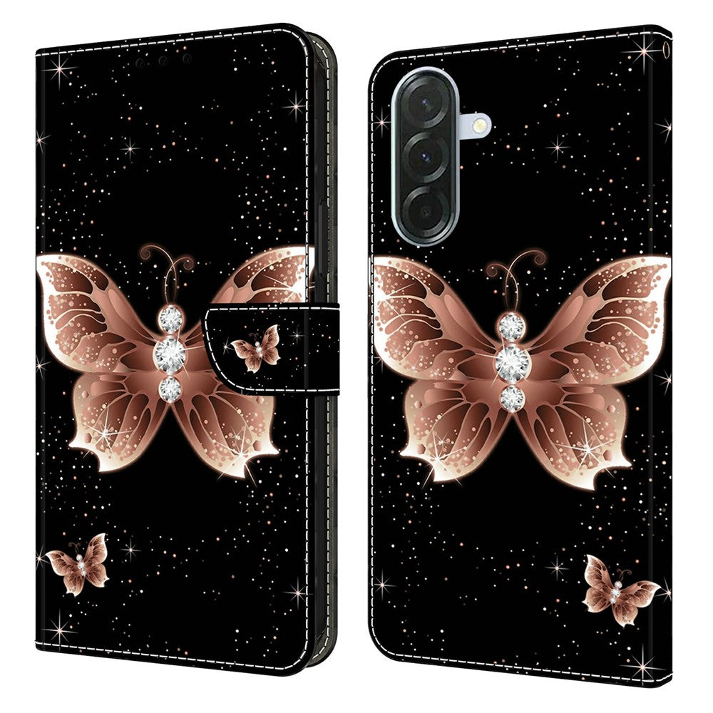 For Samsung Galaxy A57 5G Case 3D Pattern PU Leather Wallet Phone Cover with Stand - Pink Diamond Butterfly