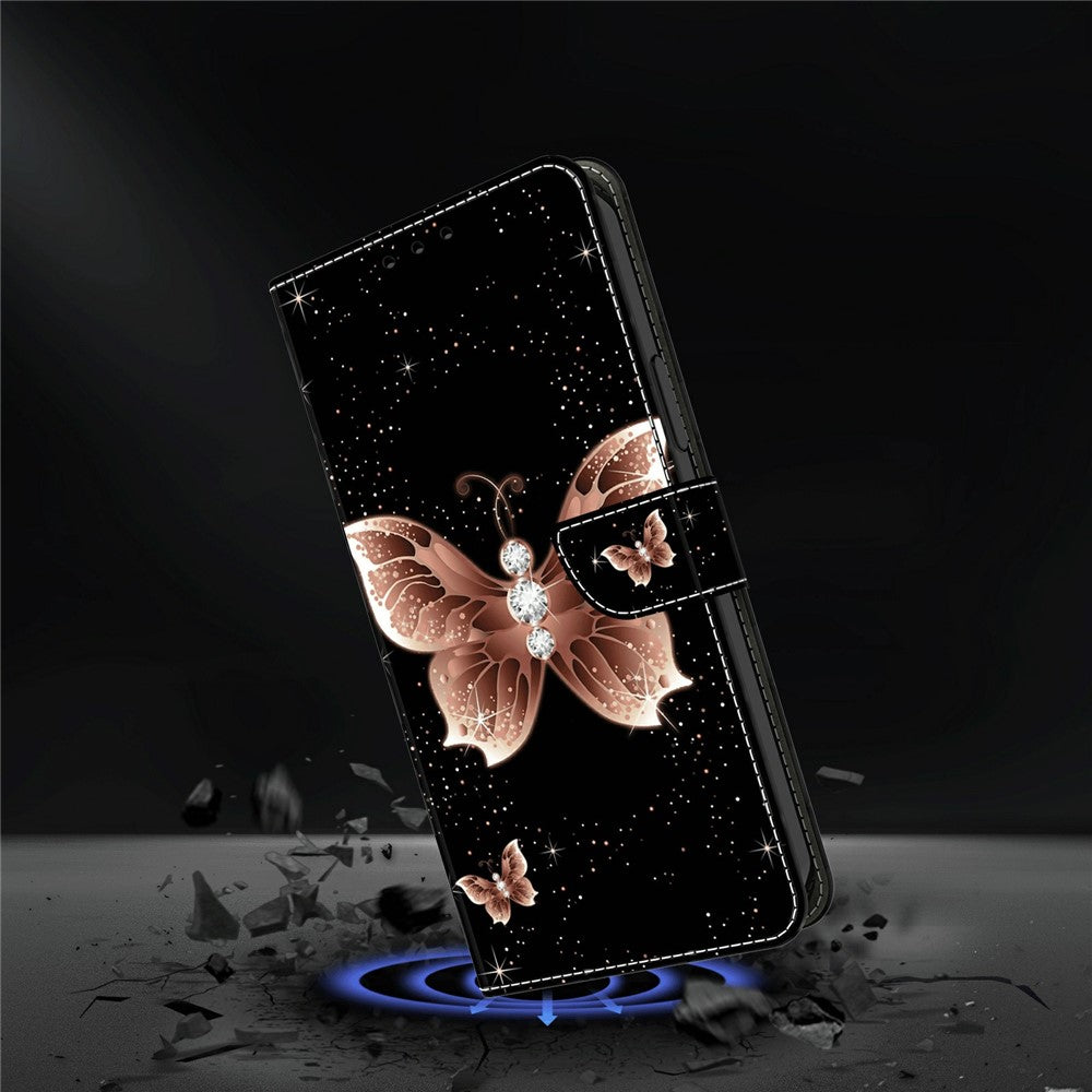 For Samsung Galaxy A57 5G Case 3D Pattern PU Leather Wallet Phone Cover with Stand - Pink Diamond Butterfly