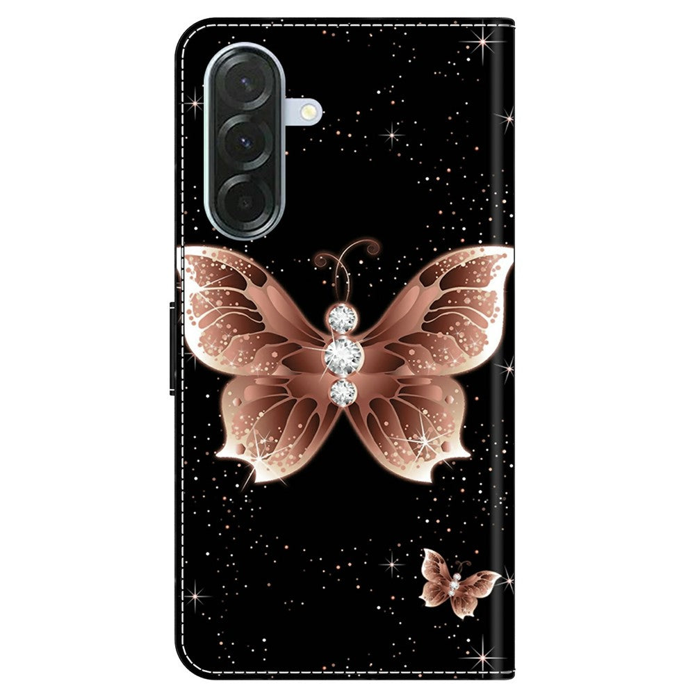 For Samsung Galaxy A57 5G Case 3D Pattern PU Leather Wallet Phone Cover with Stand - Pink Diamond Butterfly