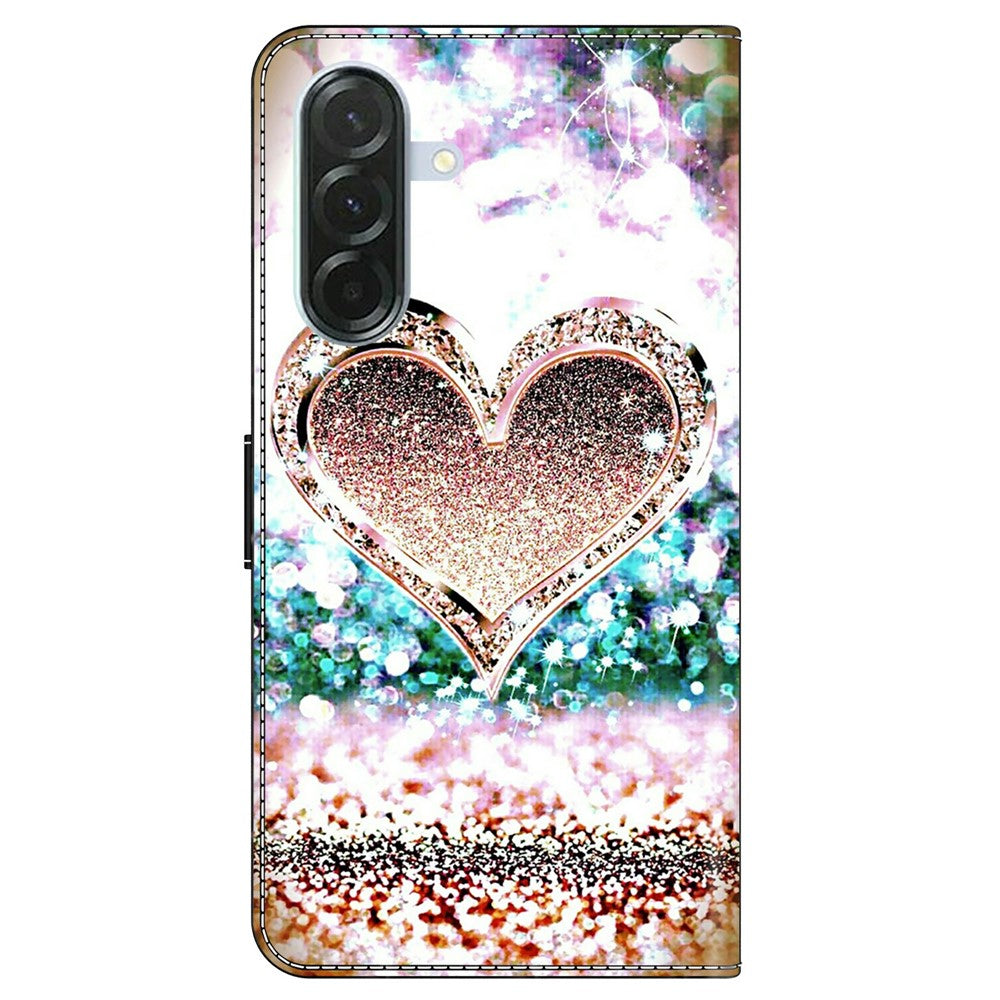 For Samsung Galaxy A57 5G Case 3D Pattern PU Leather Wallet Phone Cover with Stand - Pink Diamond Heart